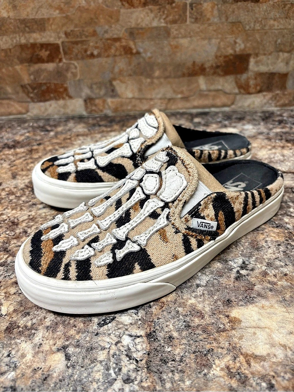Vans Classic Slip On Mule Hazy Bones Skeleton 721454 Size 6.5